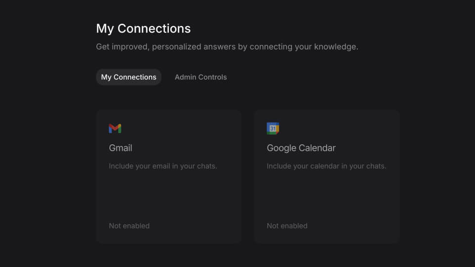 Интерфейс присоединения сервисов Google